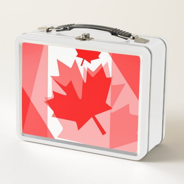 Canadian Red Maple Leaf Layered Style CANADA Metal Lunch Box (Front)