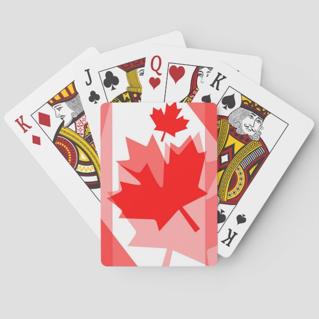Canadian red Maple Leaf Layered Style CANADA Playing Cards (Back)