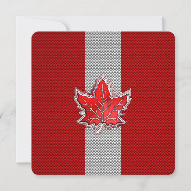 Canadian Red Maple Leaf on Carbon Fiber Print (Front)
