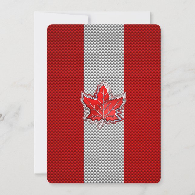 Canadian Red Maple Leaf on Carbon Fibre Print (Front)