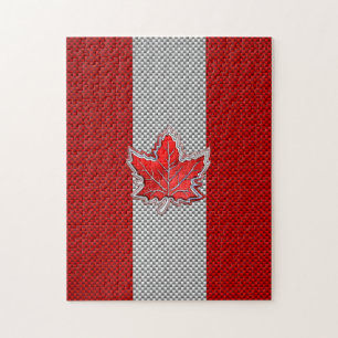 Canadian Red Maple Leaf on Carbon Fibre Print Jigsaw Puzzle
