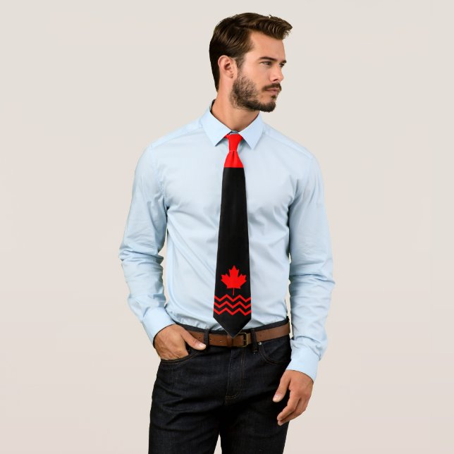 Canadian Red Maple on Black with Chevron Tie (In Situ)