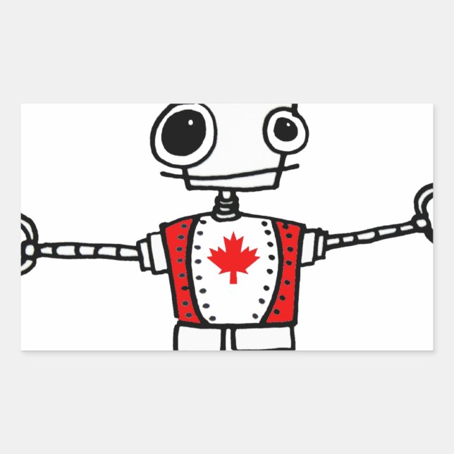 Canadian Robot Rectangular Sticker (Front)