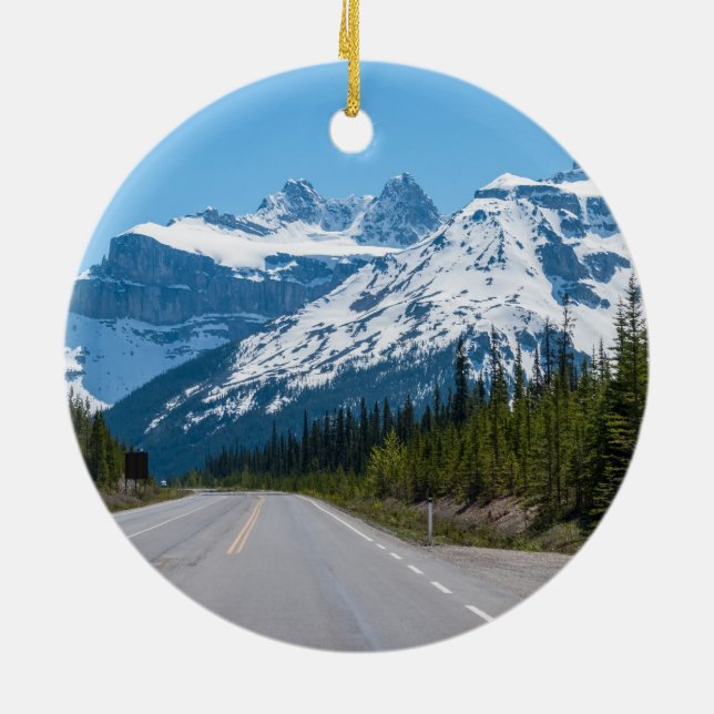 Canadian Rockies - Icefields Parkway Highway 93 Ceramic Tree Decoration (Back)