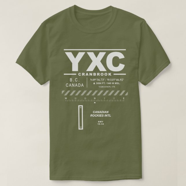 Canadian Rockies International Airport YXC T-Shirt (Design Front)