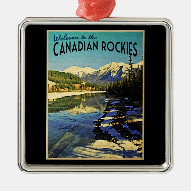 Canadian Rockies Metal Tree Decoration (Front)