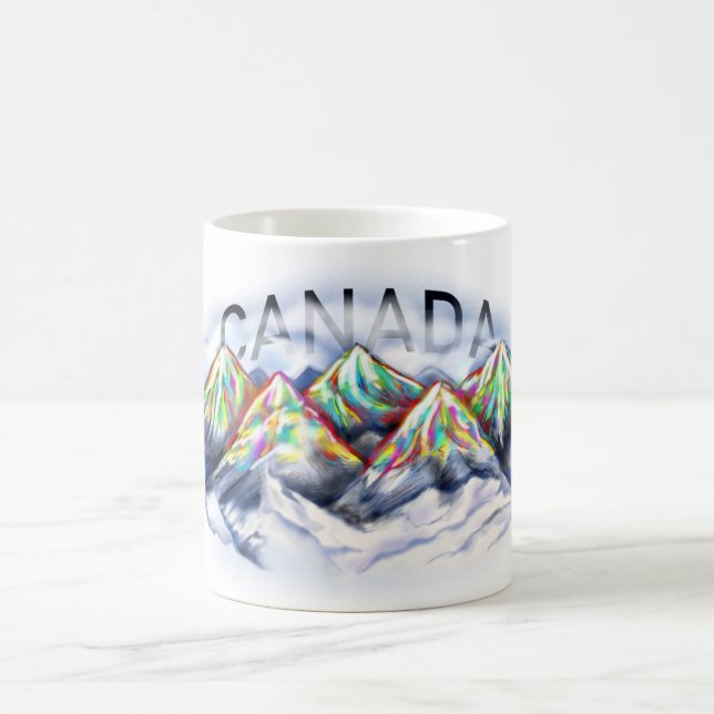 Canadian Rockies, Rocky Mountain watercolor Coffee Mug (Center)