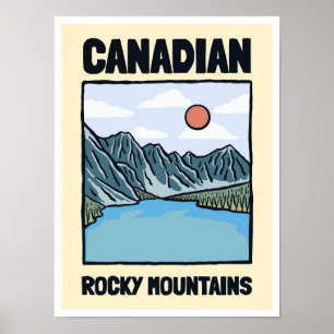 Canadian Rocky Mountains Art Vintage Travel  Poster