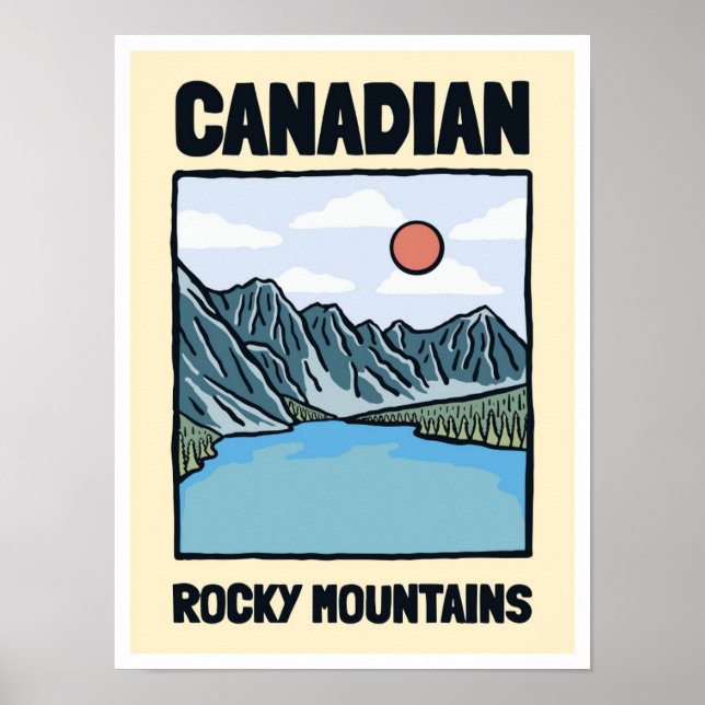 Canadian Rocky Mountains Art Vintage Travel  Poster (Front)