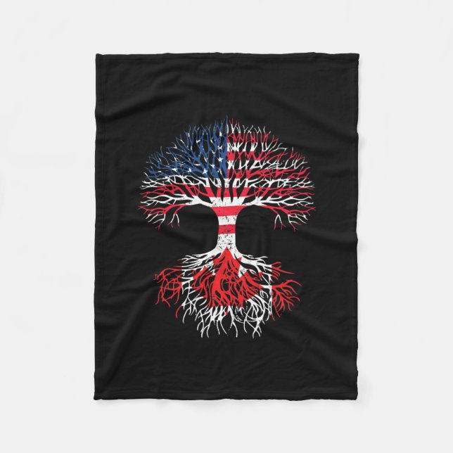 Canadian Roots American Grown Canada Flag Men Fleece Blanket (Front)
