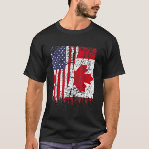 Canadian Roots Half American Flag Canada Day Flag T-Shirt