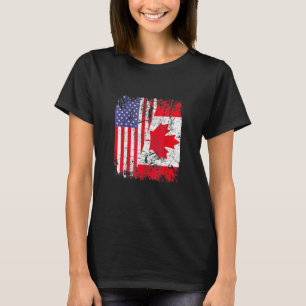 Canadian Roots Half American Flag Canada T-Shirt