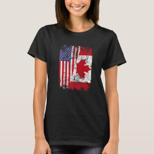 Canadian Roots Half American Flag Canada T-Shirt