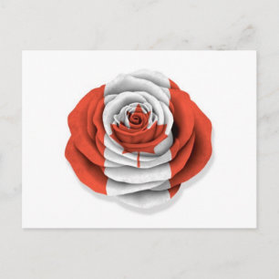 Canadian Rose Flag on White Postcard