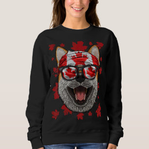 Canadian Shiba Inu Patriotic Canada Flag Maple Lea Sweatshirt