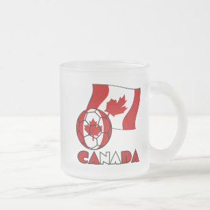 Canadian Soccer Ball and Flag Three Sides Personal Frosted Glass Coffee Mug