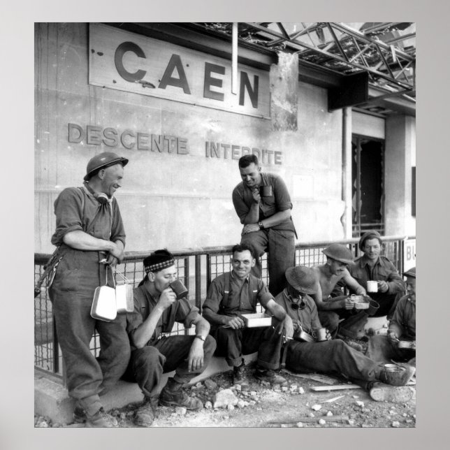 Canadian Soldiers in Caen France World War II Poster (Front)