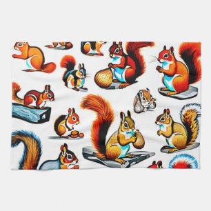 Canadian Squirrels and Chipmunks Design Tea Towel