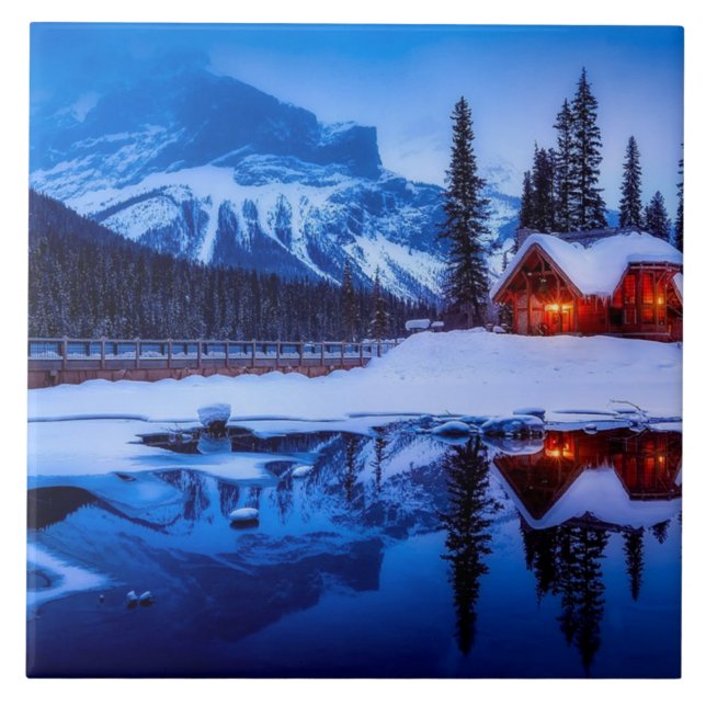 Canadian Sunset, landscape photo at dusk, Tile (Front)