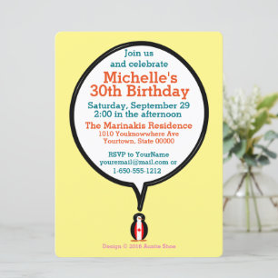 Canadian Talking Ms Penguin Personalised Invitation