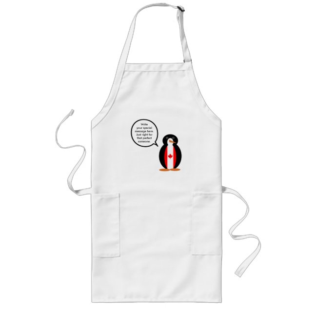 Canadian Talking Ms Penguin Personalised  Long Apron (Front)