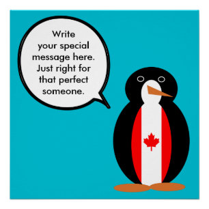 Canadian Talking Ms Penguin Personalised  Poster