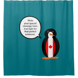 Canadian Talking Ms Penguin Personalised Shower Curtain