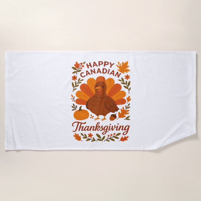 Canadian Thanksgiving Autumn Celebration Classic T Beach Towel (Front)