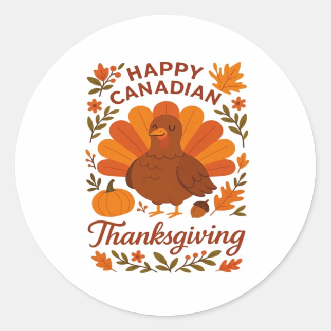 Canadian Thanksgiving Autumn Celebration Classic T Classic Round Sticker (Front)