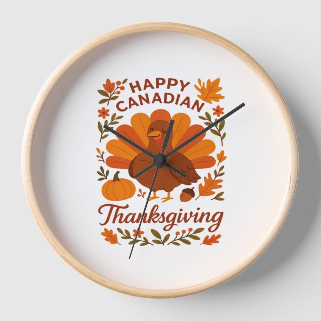 Canadian Thanksgiving Autumn Celebration Classic T Clock (Front)