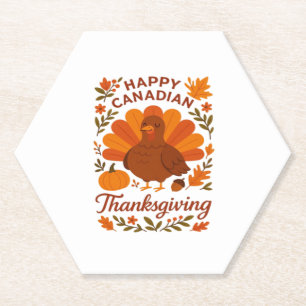 Canadian Thanksgiving Autumn Celebration Classic T Paper Coaster