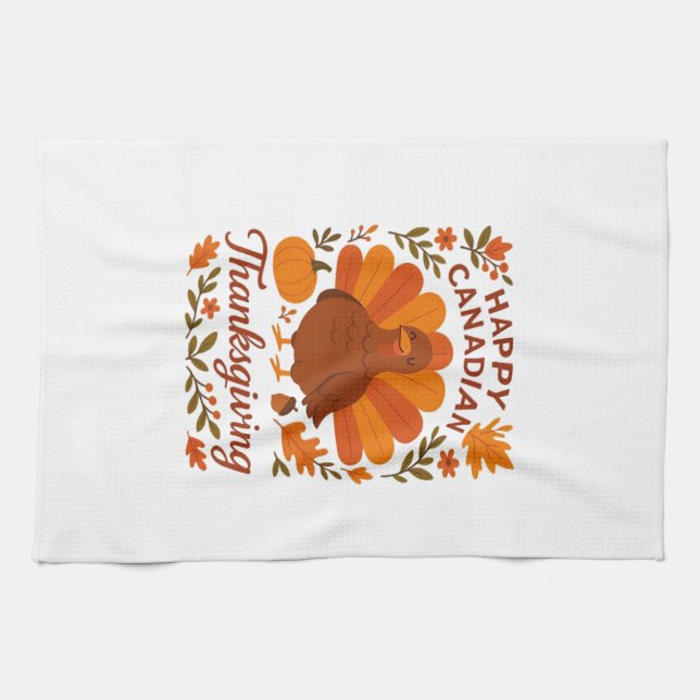 Canadian Thanksgiving Autumn Celebration Classic T Tea Towel (Horizontal)