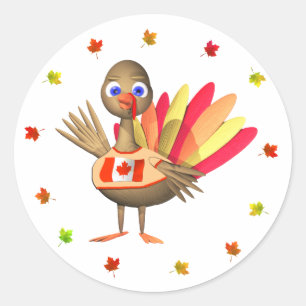 Canadian Thanksgiving Baby Turkey Classic Round Sticker