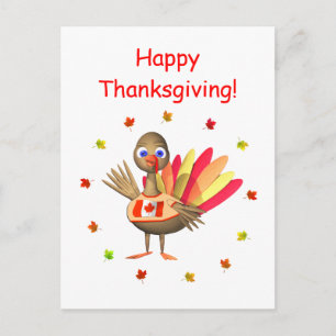 Canadian Thanksgiving Baby Turkey Holiday Postcard