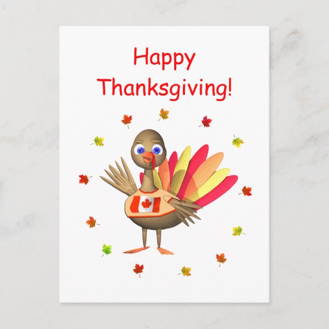 Canadian Thanksgiving Baby Turkey Holiday Postcard (Front)