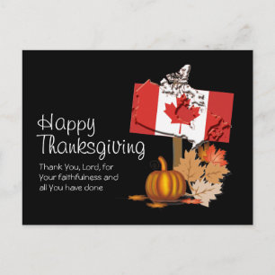 CANADIAN THANKSGIVING with Flag of Canada Postcard
