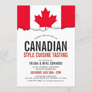 Canadian Themed Cuisine Party Flag White Invite