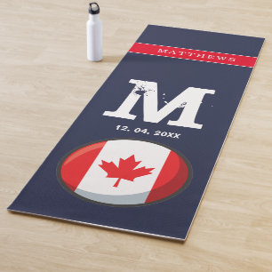 Canadian to Flag Red White Blue Patriotic Monogram Yoga Mat