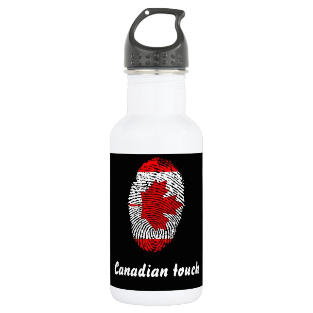 Canadian touch fingerprint flag 532 ml water bottle (Front)