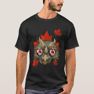Canadian Triceratops Maple Tree Leaf Canada Flag D T-Shirt