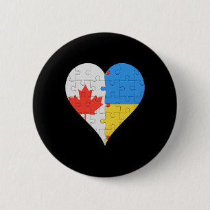 Canadian Ukrainian Flag Heart Canada Ukraine  6 Cm Round Badge