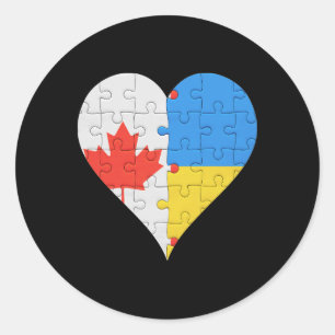 Canadian Ukrainian Flag Heart Canada Ukraine Classic Round Sticker