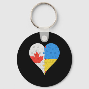 Canadian Ukrainian Flag Heart Canada Ukraine Key Ring