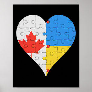 Canadian Ukrainian Flag Heart Canada Ukraine Poster