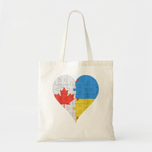 Canadian Ukrainian Flag Heart Canada Ukraine Tote Bag (Front)