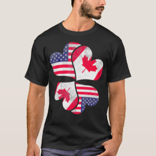 Canadian USA Flag Heart Friendship Gift Canadian L T-Shirt