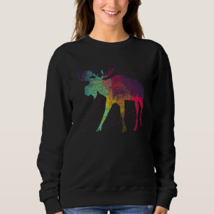 Canadian Wildlife Animal Alaska Elk Antlers Colorf Sweatshirt
