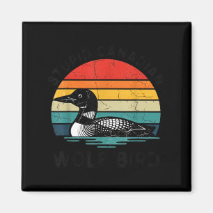 Canadian Wolf Bird Loon Retro Sunset Nature Magnet