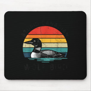Canadian Wolf Bird Loon Retro Sunset Nature Mouse Mat