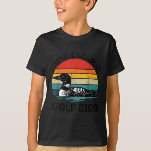 Canadian Wolf Bird Loon Retro Sunset Nature T-Shirt